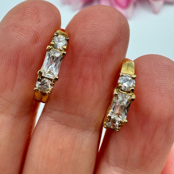 Ross-Simons Cubic Zirconia CZ Huggie Hoop Earrings Gold Over 925 Sterling Silver - Picture 9 of 15